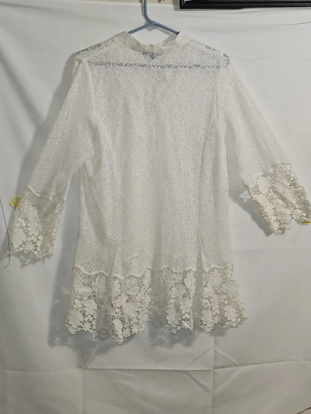 Boho Chic Vasi White Sheer Lace Tunic Size Large - Picture 8 of 10